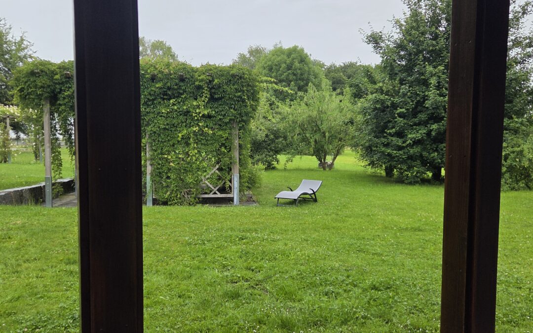 Ein hübscher Ausblick aus dem frisch renovierten Hühnerstall